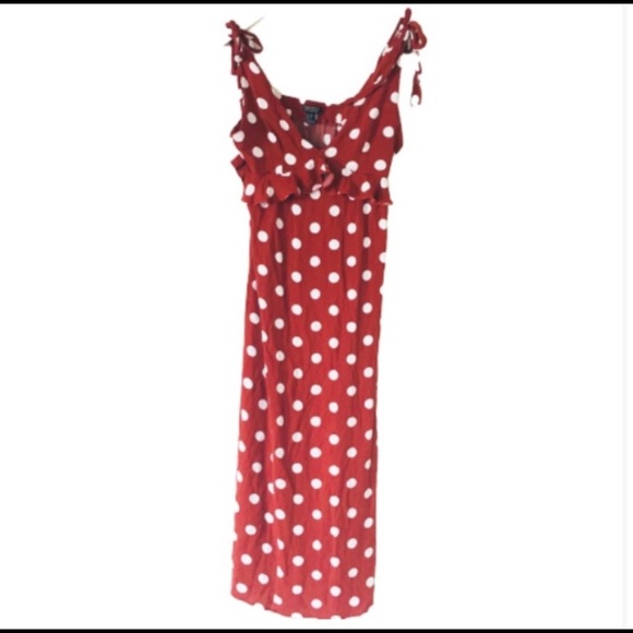 FOREVER 21 Contemporary Maxi Dress With Large Polka Dot Print Ginger Red Size XL - Picture 7 of 9